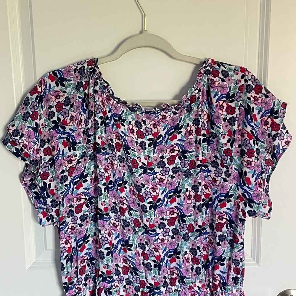 Talbots Paradise Floral Print Flutter Sleeve Popover Dress 29531 - Picture 10 of 15